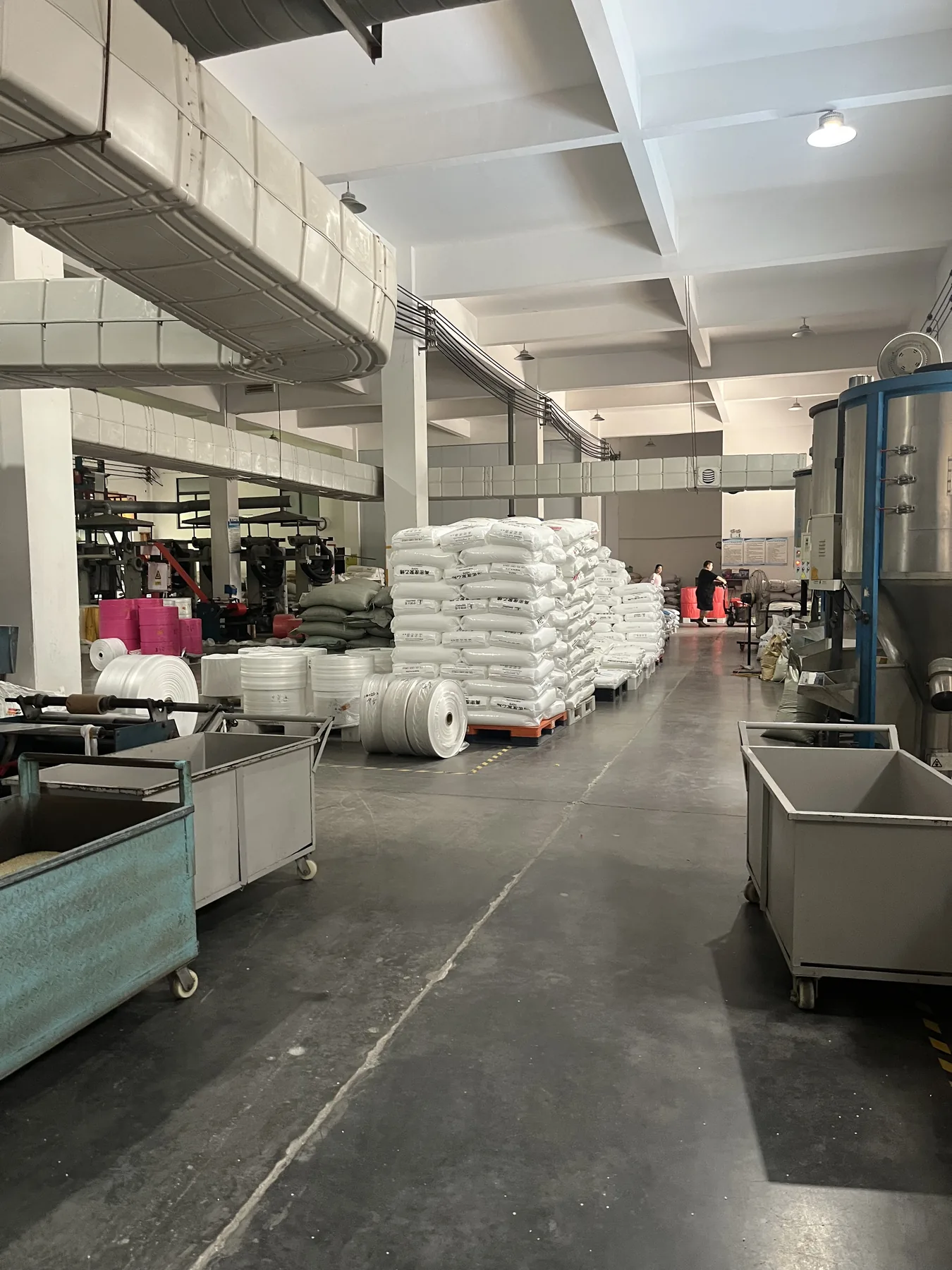 Production area and material preparation inside the factory