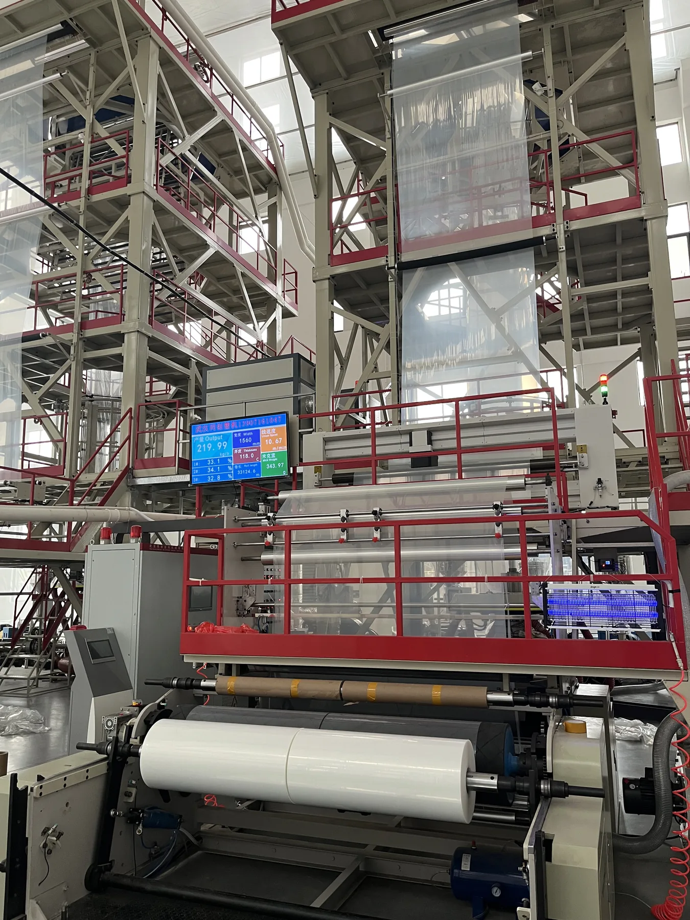 Film blowing equipment producing clear plastic film