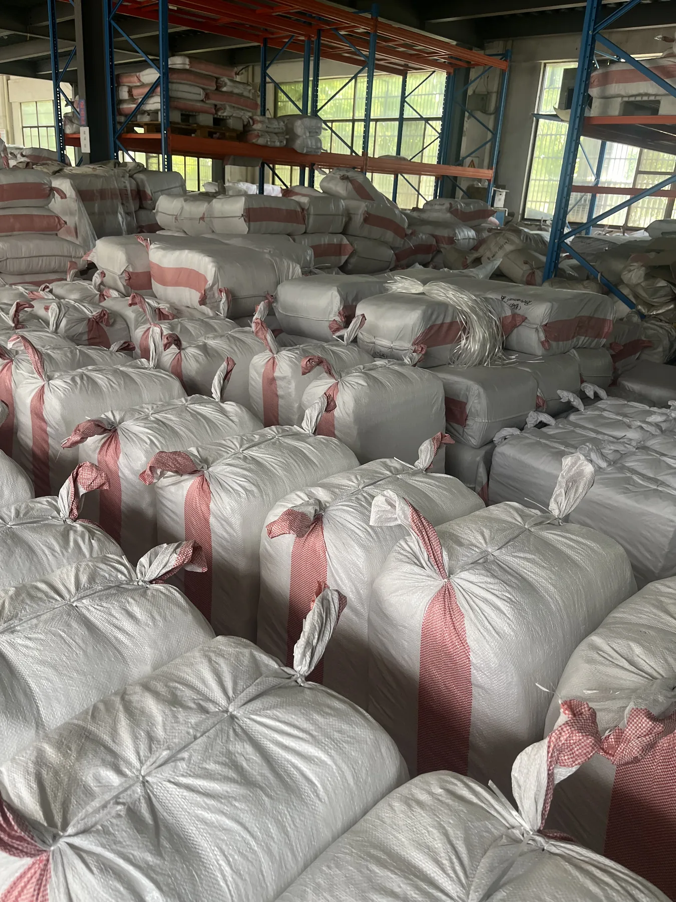 Packed finished goods ready for shipment in the warehouse